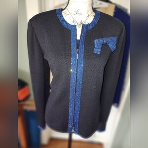 Elegant Black and Blue Women's Cardigan